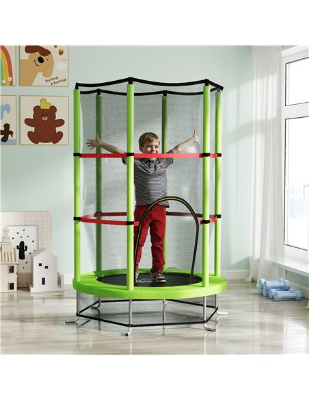 HOMCOM Kids Trampoline, with Enclosure Net, Steel Frame, for Ages 3-6 Years - Green - pic 153845 | FastDaddyshop