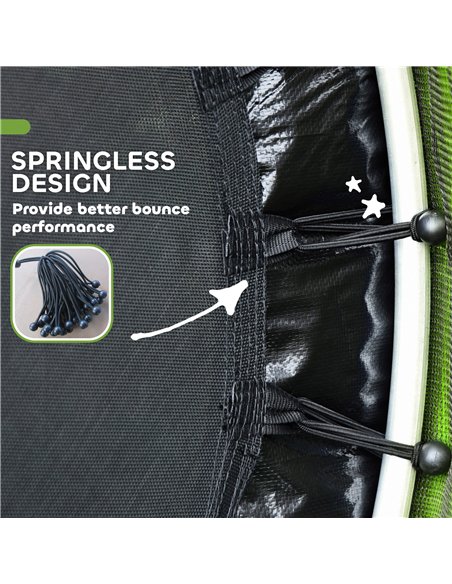 HOMCOM Kids Trampoline, with Enclosure Net, Steel Frame, for Ages 3-6 Years - Green - pic 153850 | FastDaddyshop