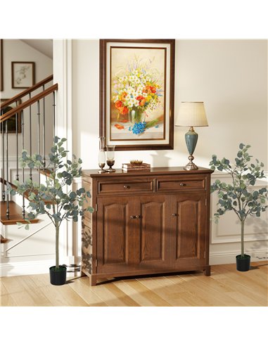 HOMCOM Set of 2 Decorative Artificial Plants, 4ft/ 120cm Silk Eucalyptus Trees with 230 Silver Dollar Leaves in Pot, Fake Plants