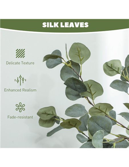 HOMCOM Set of 2 Decorative Artificial Plants, 4ft/ 120cm Silk Eucalyptus Trees with 230 Silver Dollar Leaves in Pot, Fake Plants - pic 153857 | FastDaddyshop