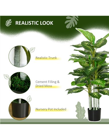 HOMCOM Artificial Evergreen Tree Fake Decorative Plant in Nursery Pot for Indoor Outdoor Decor, 120cm