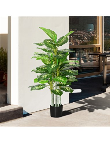 HOMCOM Artificial Evergreen Tree Fake Decorative Plant in Nursery Pot for Indoor Outdoor Decor, 120cm