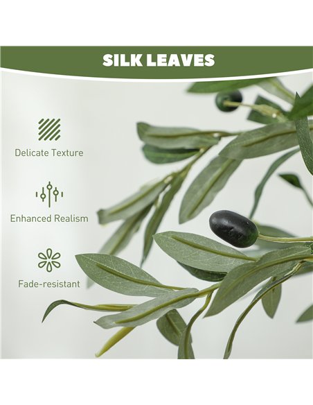 HOMCOM 5ft/ 150cm Decorative Artificial Plant, Silk Olive Tree with 720 Leaves and 32 Olive Fruits in Pot, Fake Plant for Home,  - pic 153875 | FastDaddyshop