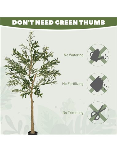 HOMCOM 5ft/ 150cm Decorative Artificial Plant, Silk Olive Tree with 720 Leaves and 32 Olive Fruits in Pot, Fake Plant for Home, 