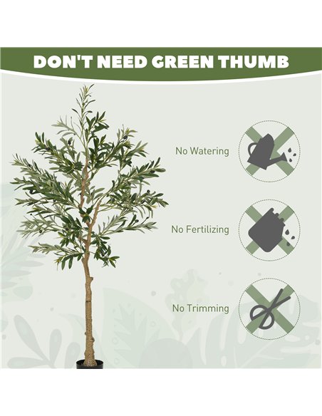 HOMCOM 5ft/ 150cm Decorative Artificial Plant, Silk Olive Tree with 720 Leaves and 32 Olive Fruits in Pot, Fake Plant for Home,  - pic 153877 | FastDaddyshop