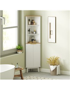 HOMCOM Tall Bathroom Storage Cabinet, Slim Bathroom Storage Unit with Doors and Adjustable Shelves, Freestanding Bathroom Cabine 2