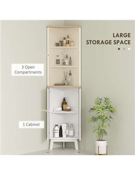 HOMCOM Tall Bathroom Storage Cabinet, Slim Bathroom Storage Unit with Doors and Adjustable Shelves, Freestanding Bathroom Cabine - pic 153893 | FastDaddyshop