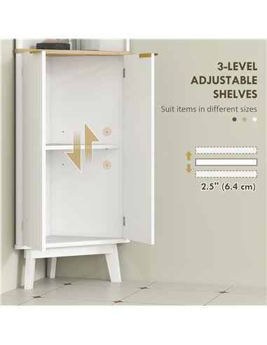 HOMCOM Tall Bathroom Storage Cabinet, Slim Bathroom Storage Unit with Doors and Adjustable Shelves, Freestanding Bathroom Cabine
