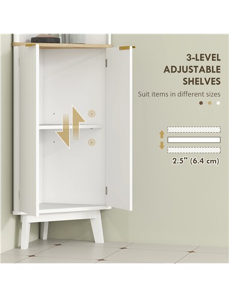 HOMCOM Tall Bathroom Storage Cabinet, Slim Bathroom Storage Unit with Doors and Adjustable Shelves, Freestanding Bathroom Cabine - pic 153894 | FastDaddyshop