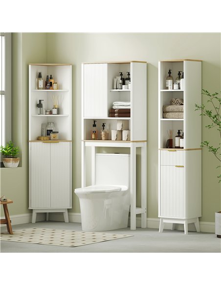 HOMCOM Tall Bathroom Storage Cabinet, Slim Bathroom Storage Unit with Doors and Adjustable Shelves, Freestanding Bathroom Cabine - pic 153896 | FastDaddyshop