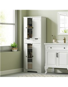 HOMCOM Tall Bathroom Cabinet, Freestanding Storage Cupboard, Bathroom Storage Cabinet with Drawer, Adjustable Shelf and Doors, 6 2