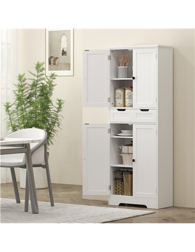 HOMCOM Tall Bathroom Cabinet, Freestanding Storage Cupboard, Bathroom Storage Cabinet with Drawer, Adjustable Shelf and Doors, 6