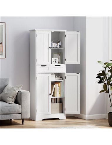 HOMCOM Tall Bathroom Cabinet, Freestanding Storage Cupboard, Bathroom Storage Cabinet with Drawer, Adjustable Shelf and Doors, 6