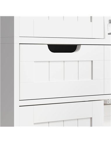 HOMCOM Tall Bathroom Cabinet, Freestanding Storage Cupboard, Bathroom Storage Cabinet with Drawer, Adjustable Shelf and Doors, 6
