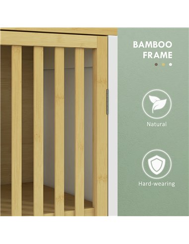 HOMCOM Bamboo-Blend Retro Cut-Out Bathroom Storage Unit, with Cupboard