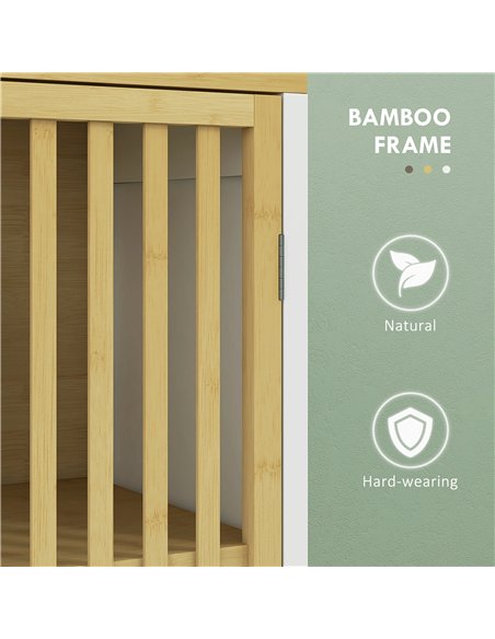 HOMCOM Bamboo-Blend Retro Cut-Out Bathroom Storage Unit, with Cupboard - pic 153920 | FastDaddyshop