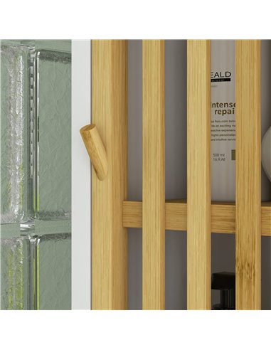 HOMCOM Bamboo-Blend Retro Cut-Out Bathroom Storage Unit, with Cupboard