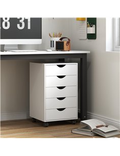 HOMCOM 5 Drawer Mobile Filing Cabinet, Vertical File Cabinet, Modern Rolling Office Storage Organizer Cupboard, White 2