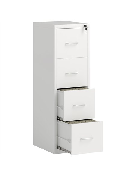 HOMCOM Four-Drawer Modern Steel Filing Cabinet - White - pic 153934 | FastDaddyshop