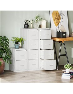 HOMCOM Four-Drawer Modern Steel Filing Cabinet - White 2