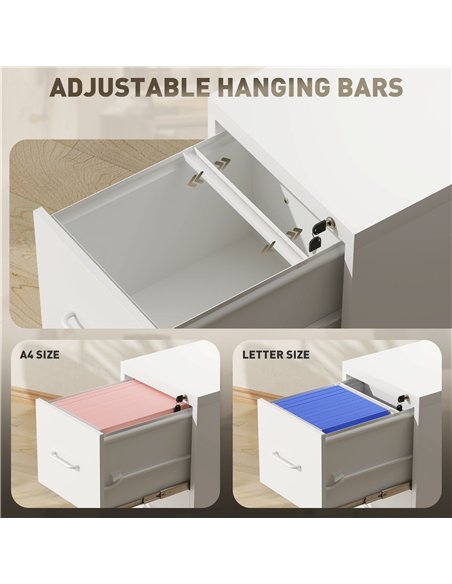 HOMCOM Four-Drawer Modern Steel Filing Cabinet - White - pic 153937 | FastDaddyshop