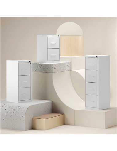 HOMCOM Four-Drawer Modern Steel Filing Cabinet - White