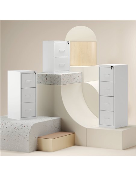HOMCOM Four-Drawer Modern Steel Filing Cabinet - White - pic 153939 | FastDaddyshop