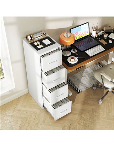HOMCOM Four-Drawer Modern Steel Filing Cabinet - White