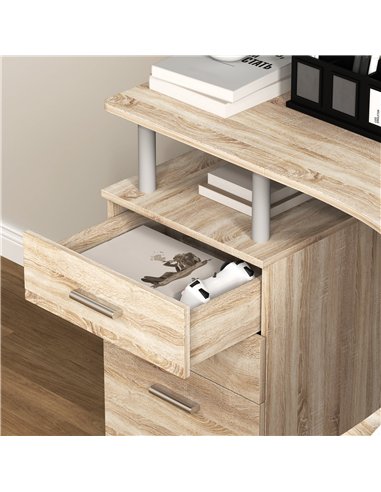 HOMCOM L-Shaped Computer Desk Table with Storage Drawer, Home Office Desk Corner Industrial Style Workstation for A4 Files 143.5