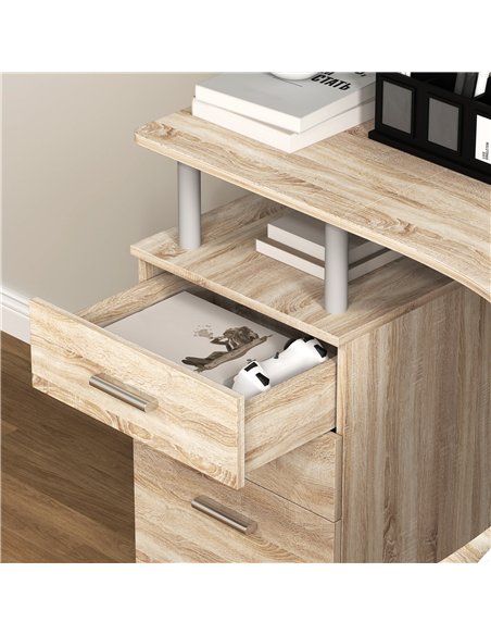 HOMCOM L-Shaped Computer Desk Table with Storage Drawer, Home Office Desk Corner Industrial Style Workstation for A4 Files 143.5 - pic 153951 | FastDaddyshop