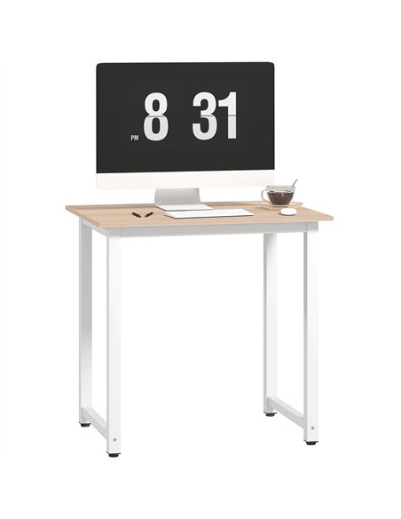 HOMCOM Computer Desk, Writing Table, 80 x 60 x 76cm Workstation for Home Office, Study with Metal Frame, Simple Assembly, White - pic 153952 | FastDaddyshop
