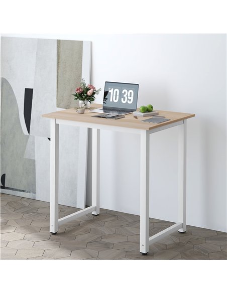 HOMCOM Computer Desk, Writing Table, 80 x 60 x 76cm Workstation for Home Office, Study with Metal Frame, Simple Assembly, White - pic 153953 | FastDaddyshop