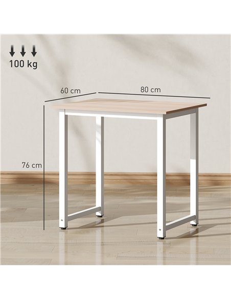 HOMCOM Computer Desk, Writing Table, 80 x 60 x 76cm Workstation for Home Office, Study with Metal Frame, Simple Assembly, White - pic 153954 | FastDaddyshop
