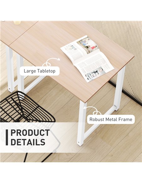 HOMCOM Computer Desk, Writing Table, 80 x 60 x 76cm Workstation for Home Office, Study with Metal Frame, Simple Assembly, White - pic 153956 | FastDaddyshop