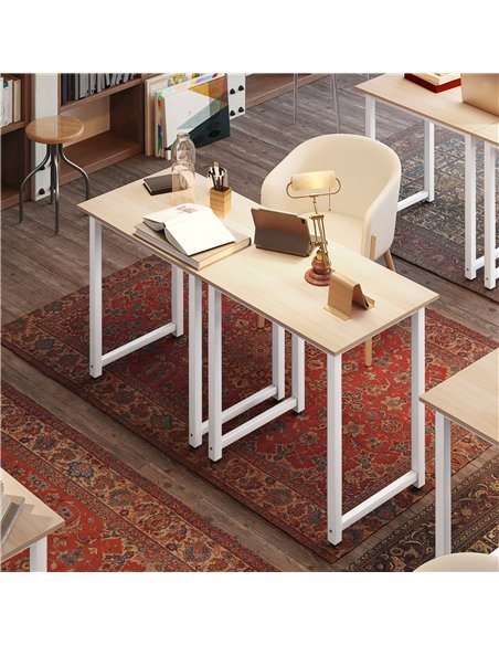 HOMCOM Computer Desk, Writing Table, 80 x 60 x 76cm Workstation for Home Office, Study with Metal Frame, Simple Assembly, White - pic 153958 | FastDaddyshop