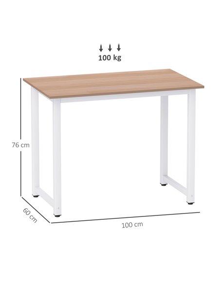 HOMCOM Computer Desk, Writing Table, 100 x 60 x 76cm Workstation for Home Office, Study with Metal Frame, Simple Assembly, White - pic 153963 | FastDaddyshop