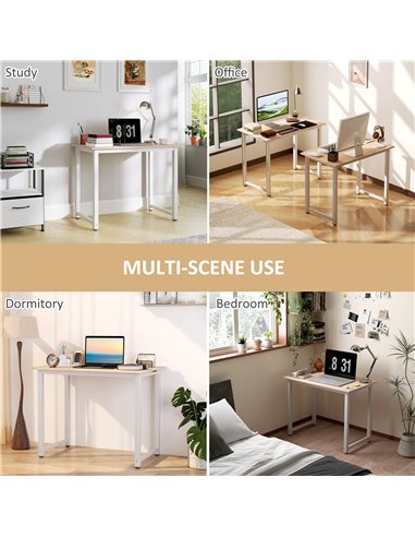 HOMCOM Computer Desk, Writing Table, 100 x 60 x 76cm Workstation for Home Office, Study with Metal Frame, Simple Assembly, White