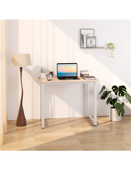 HOMCOM Computer Desk, Writing Table, 100 x 60 x 76cm Workstation for Home Office, Study with Metal Frame, Simple Assembly, White - pic 153967 | FastDaddyshop