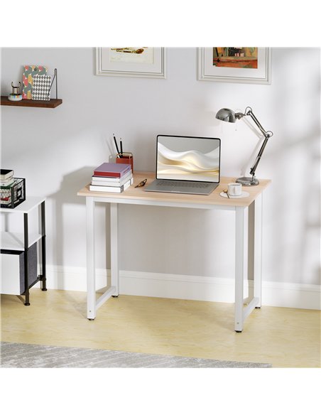 HOMCOM Computer Desk, Writing Table, 100 x 60 x 76cm Workstation for Home Office, Study with Metal Frame, Simple Assembly, White - pic 153968 | FastDaddyshop