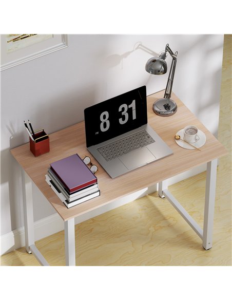 HOMCOM Computer Desk, Writing Table, 100 x 60 x 76cm Workstation for Home Office, Study with Metal Frame, Simple Assembly, White - pic 153969 | FastDaddyshop