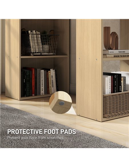 HOMCOM 120cm Modern Computer Desk Bookshelf Study Table Workstation PC Laptop Writing Home Office 6 Shelves, Natural Wood Finish - pic 153975 | FastDaddyshop