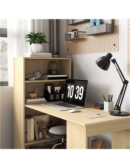 HOMCOM 120cm Modern Computer Desk Bookshelf Study Table Workstation PC Laptop Writing Home Office 6 Shelves, Natural Wood Finish - pic 153978 | FastDaddyshop