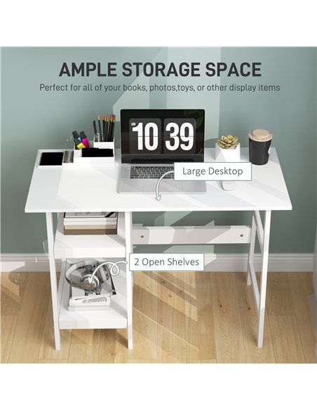 HOMCOM Compact Computer Desk with Storage Shelves, Study Table with Bookshelf, PC Table Workstation for Home Office, Study, Easy - pic 154009 | FastDaddyshop