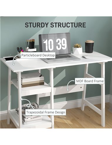 HOMCOM Compact Computer Desk with Storage Shelves, Study Table with Bookshelf, PC Table Workstation for Home Office, Study, Easy