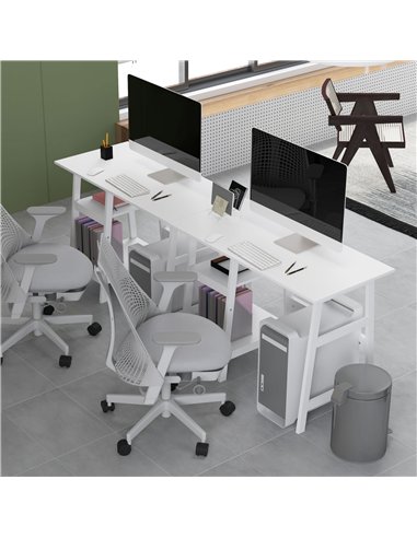 HOMCOM Compact Computer Desk with Storage Shelves, Study Table with Bookshelf, PC Table Workstation for Home Office, Study, Easy