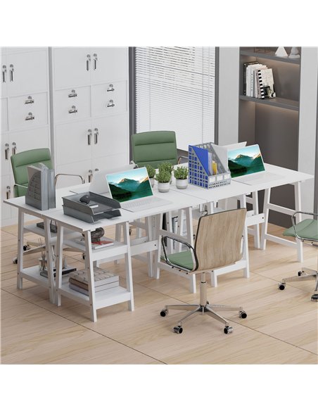 HOMCOM Compact Computer Desk with Storage Shelves, Study Table with Bookshelf, PC Table Workstation for Home Office, Study, Easy - pic 154013 | FastDaddyshop
