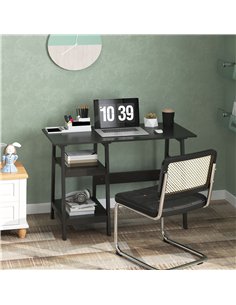 HOMCOM Compact Computer Desk with Storage Shelves, Study Table with Bookshelf, PC Table Workstation for Home Office, Study, Easy 2