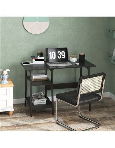 HOMCOM Compact Computer Desk with Storage Shelves, Study Table with Bookshelf, PC Table Workstation for Home Office, Study, Easy