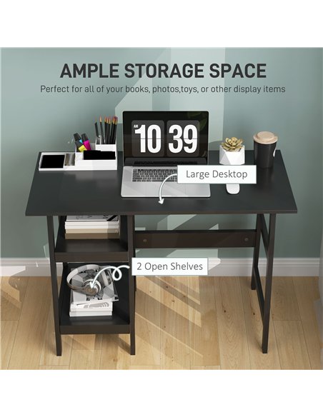 HOMCOM Compact Computer Desk with Storage Shelves, Study Table with Bookshelf, PC Table Workstation for Home Office, Study, Easy - pic 154018 | FastDaddyshop