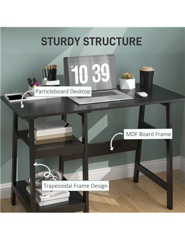 HOMCOM Compact Computer Desk with Storage Shelves, Study Table with Bookshelf, PC Table Workstation for Home Office, Study, Easy